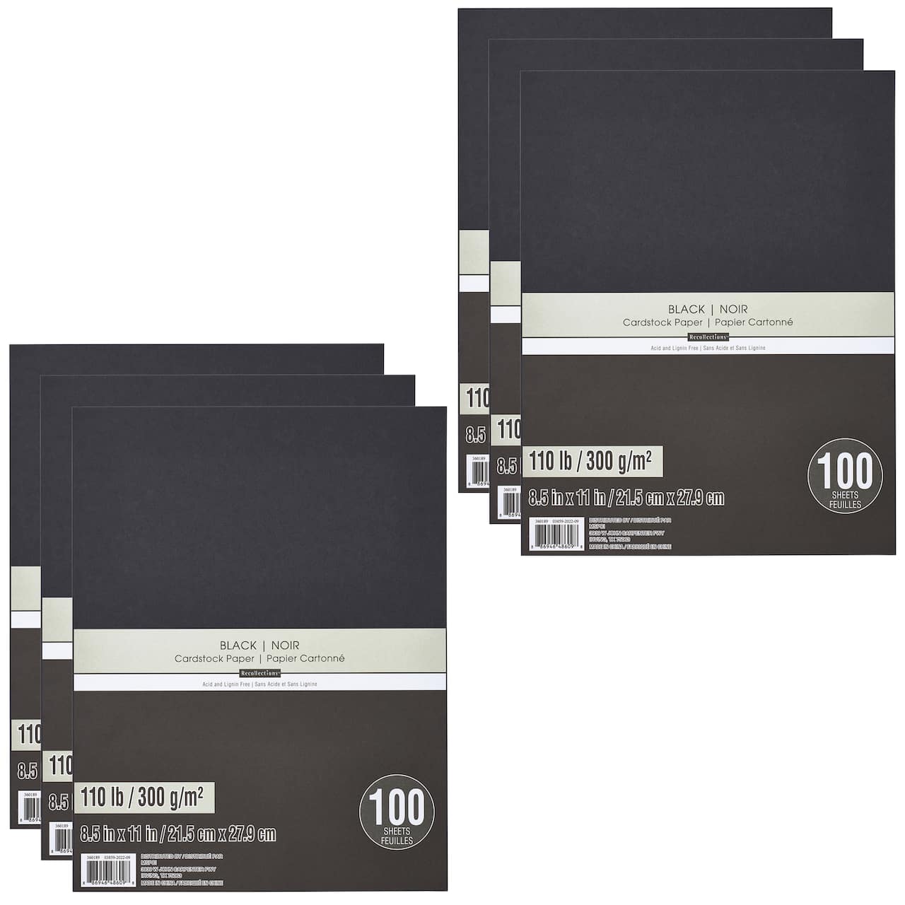 6 Packs: 100 ct. (600 total) Black Heavyweight 8.5 x 11 Cardstock Paper by  Recollections™